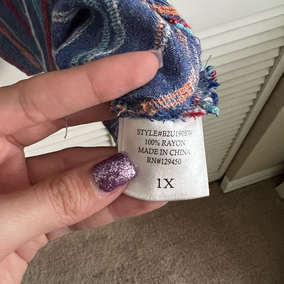 Como vintage striped button down top size 1x - Picture 7 of 7